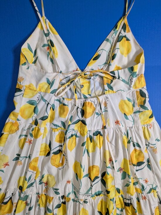 H&M Lemons Dolce Far Niente Tiered Strappy Dress Size M - Picture 7 of 11
